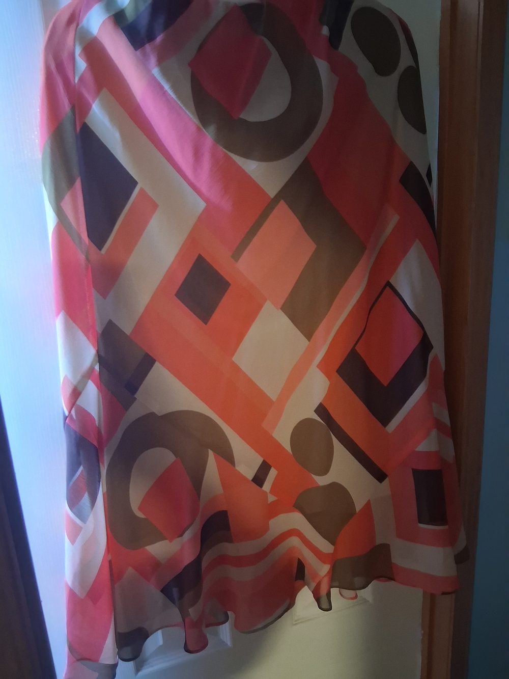 Cato Neutral & Coral Striped Skirt
